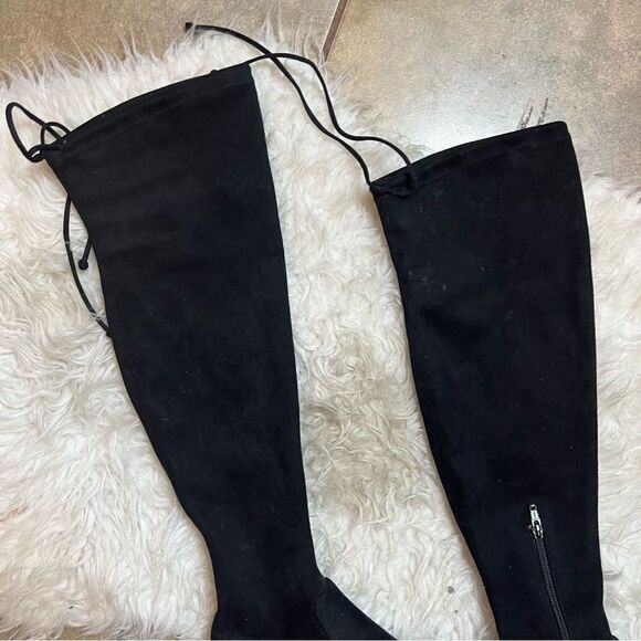Gianni Bini Stretch Knee High Black fall & winter suede style Boots 6.5 - Picture 9 of 16